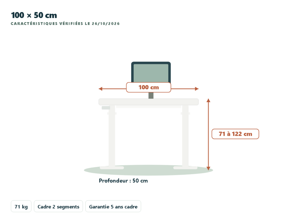 FLEXISPOT Basic bureau assis-debout électrique 100 × 50 cm