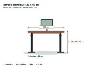 SONGMICS bureau assis-debout électrique 120 × 60 cm (LSD132K)