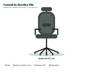 EXCEBET fauteuil de bureau XXL 200 kg