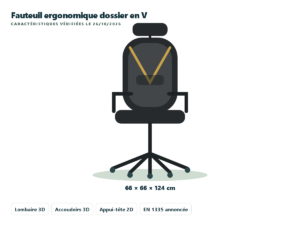 HOLLUDLE fauteuil ergonomique à dossier en V