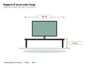 Kensington support d’écran extra large en acier 60 cm